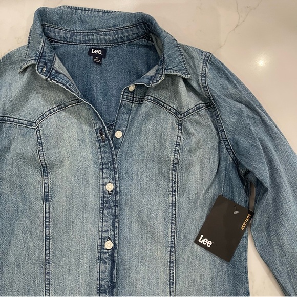 NWT Lee Blue Denim Button-Down Dress - Picture 14 of 15